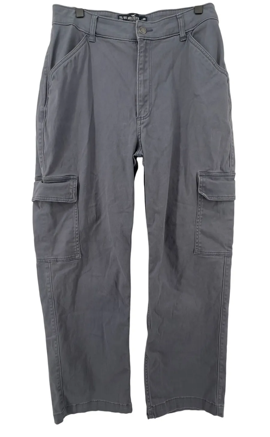 Hollister Women 11S/10S Ultra High-Rise Dad Cargo Pants Blue Pockets Baggy Y2K