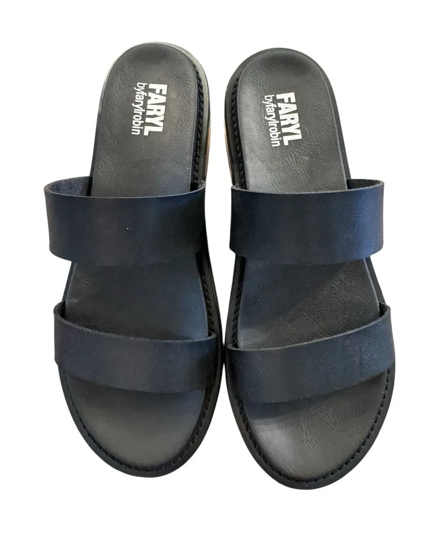 Faryl by Farylrobin women's slide sandals Rory Black Size 10