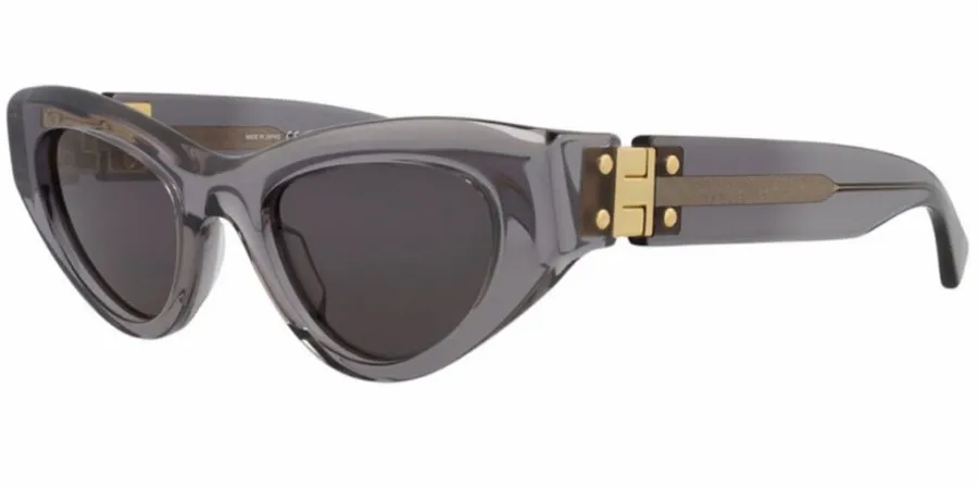 Bottega Veneta BV1142S Cat Eye Gray Acetate Gold Sunglasses 49mm