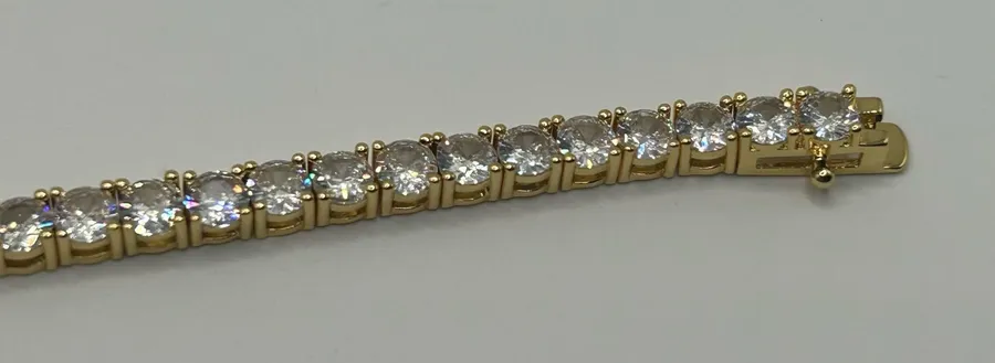 Moissanite Tennis Bracelet Gold 4mm 7 Inch Brand New VVS1 Crazy Shine No Pass