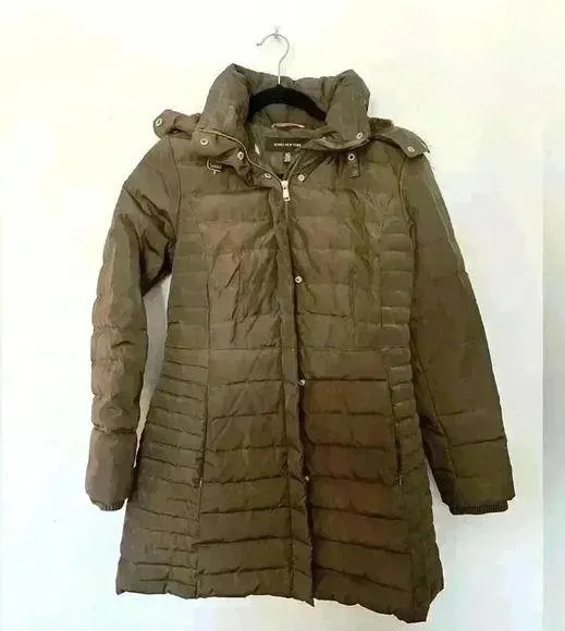 Jones New York Faux-Fur-Trim Hooded Down Puffer Coat Size Small