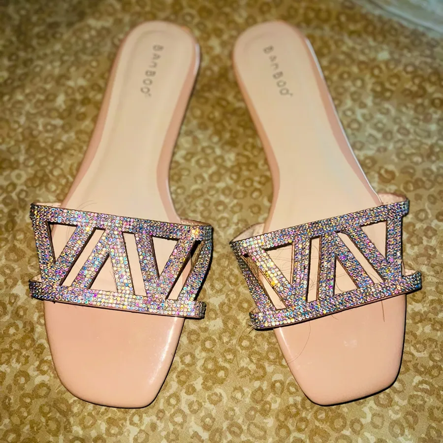 Bamboo Pink and Gold Women's Slide Sandals