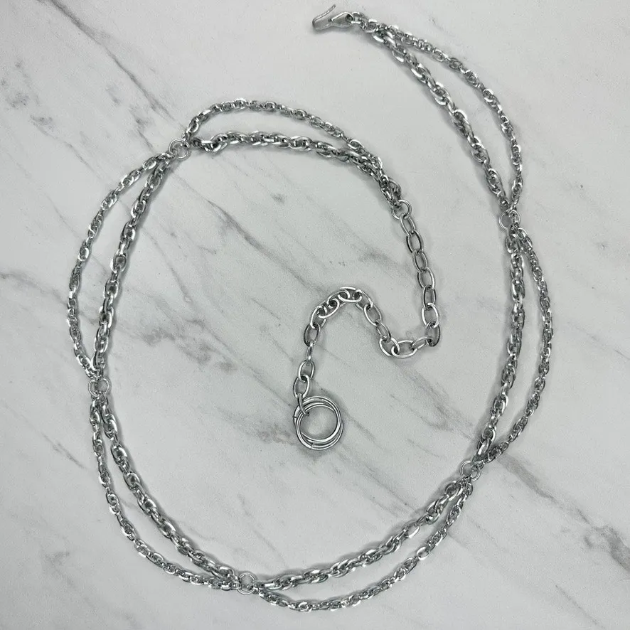 Womens Silver Double Chain Belt Small (S) Medium (M) Draped Y2K Style ✨