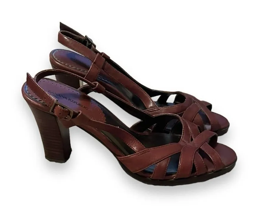 Banana Republic Vachetta Strappy Leather Slingback Heels Sandals Sz 7 Estimated