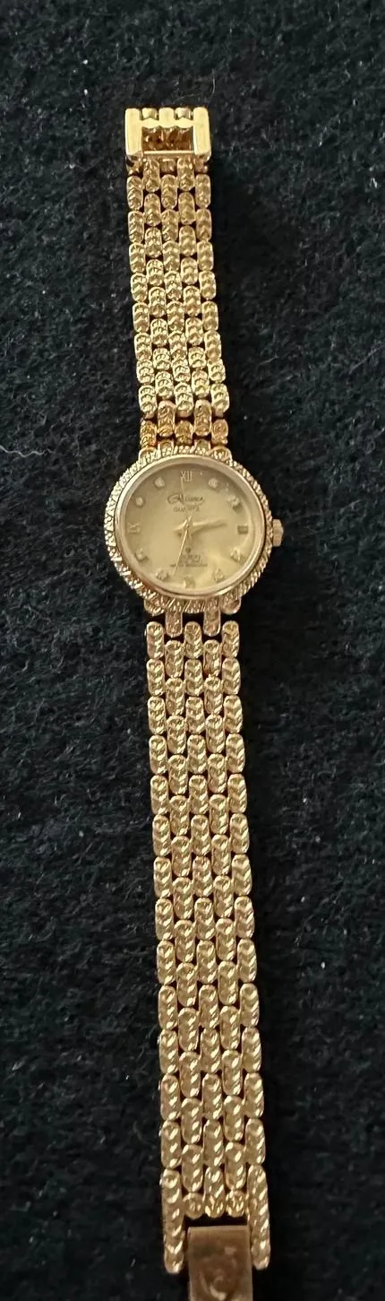 Reliance by Croton Womens Gold Tone Quartz Watch Crystal Markers Parts Repair