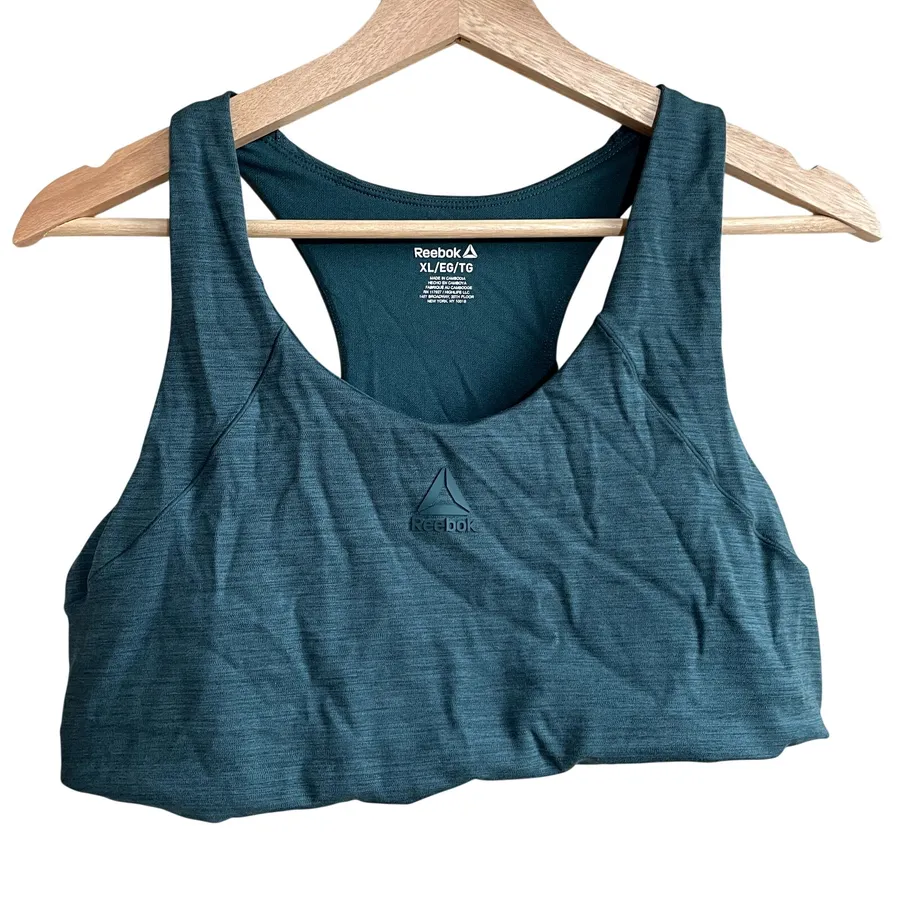 Reebok turquoise green racerback sports bra women's size XL workout athleisure