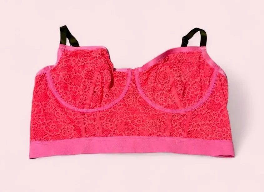 Parade Pink Lace Longline Bralette