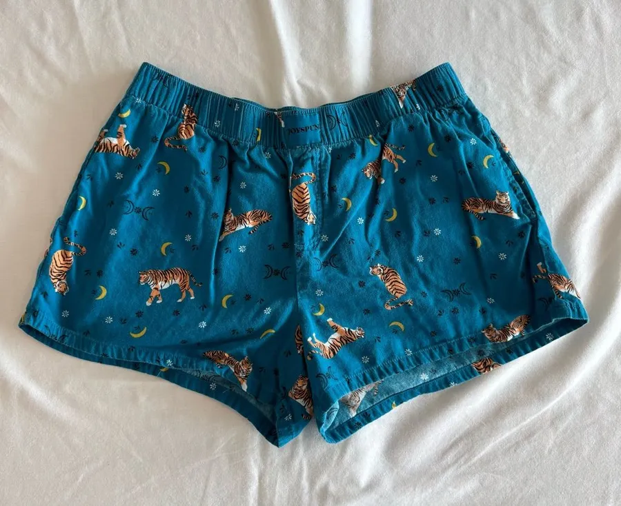 Joyspun Teal Tiger Sleep Shorts Size Small Blue