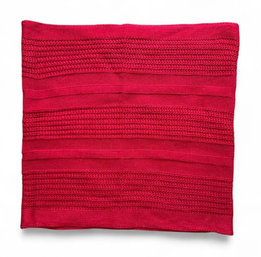 Unisex Red Cotton Knit Infinity Scarf, Tunnel Neck