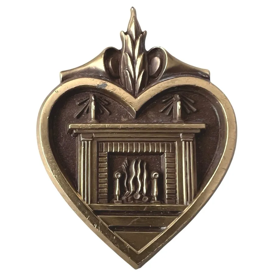 Vtg Betty Crocker Homemaker of Tomorrow Pin Jostens GoldTone Heart Fireplace MCM Gold