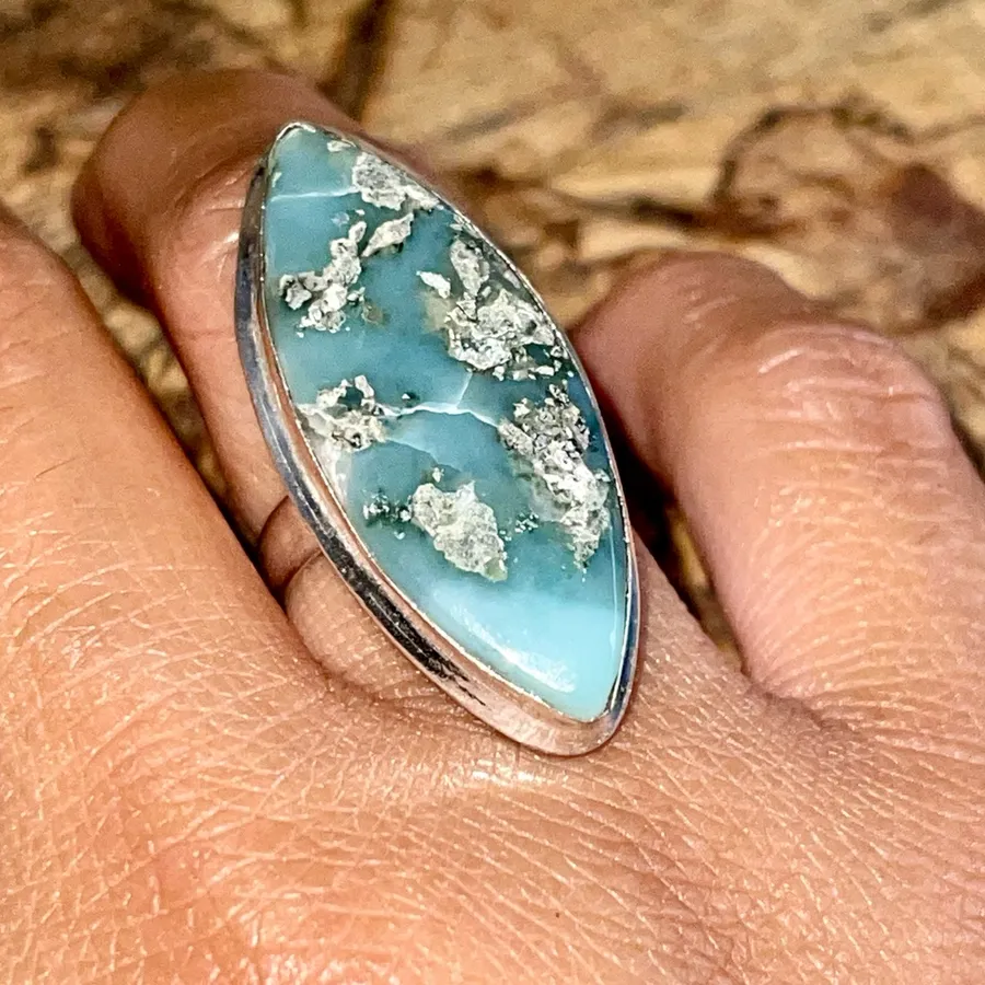 Caribbean Larimar Ring Size 7 Blue