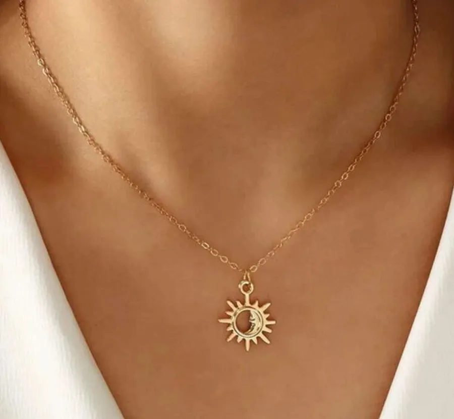 Sun Moon Charm Necklace
