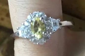 Natural Heliodor Yellow Beryl Sterling Silver Halo Ring Size 9