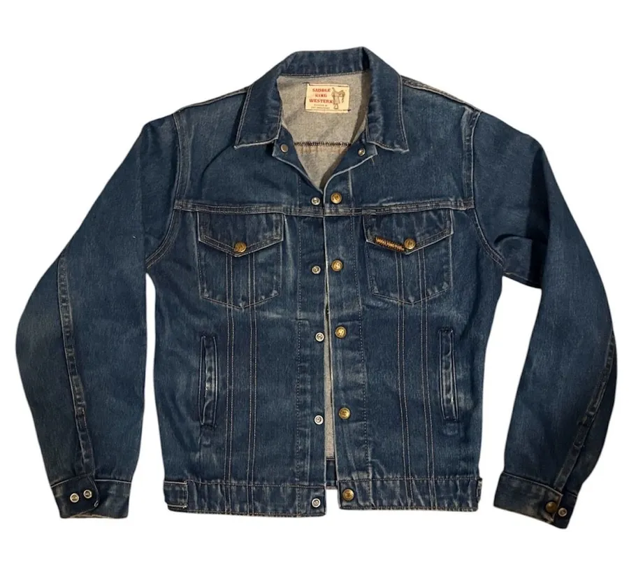 Vintage Jean Jacket Saddle King Western Blue