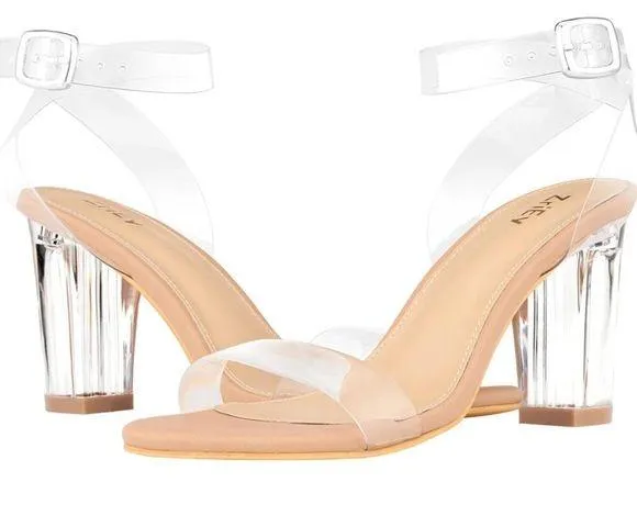 Clear Block Heels Size 7