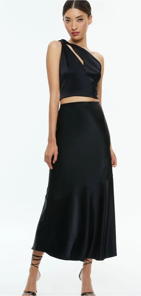 Alice + Olívia TERESE SLIP MAXI SKIRT IN BLACK