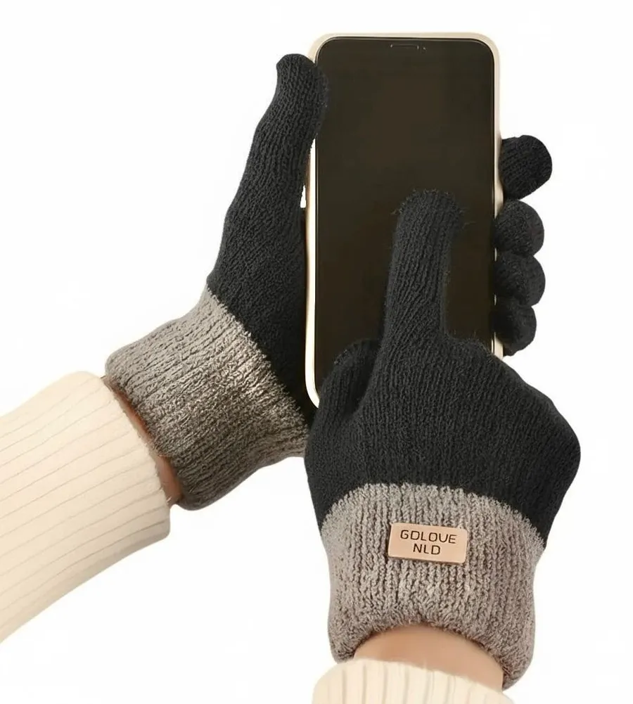 Womens Thermal Touchscreen Winter Finger Driving Knit Gloves One Size Black NWT