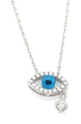 Small Evil Eye Necklace Blue