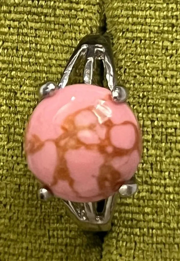 Elegant/Classic Titanium Steel Rose Marble Design Ring Size 9 NWT Pink