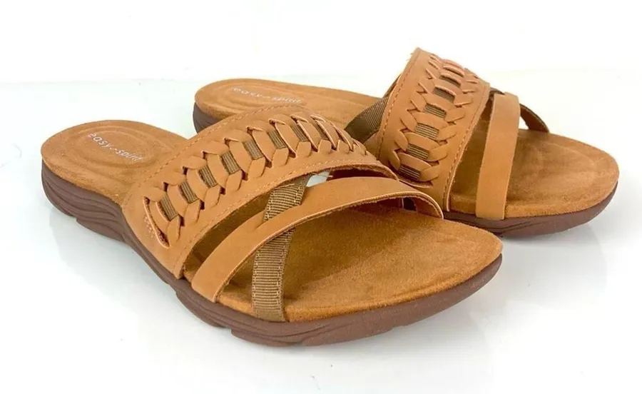NWOT * EASY SPIRIT Linley Slide Sandals in Cognac - Size 6.5