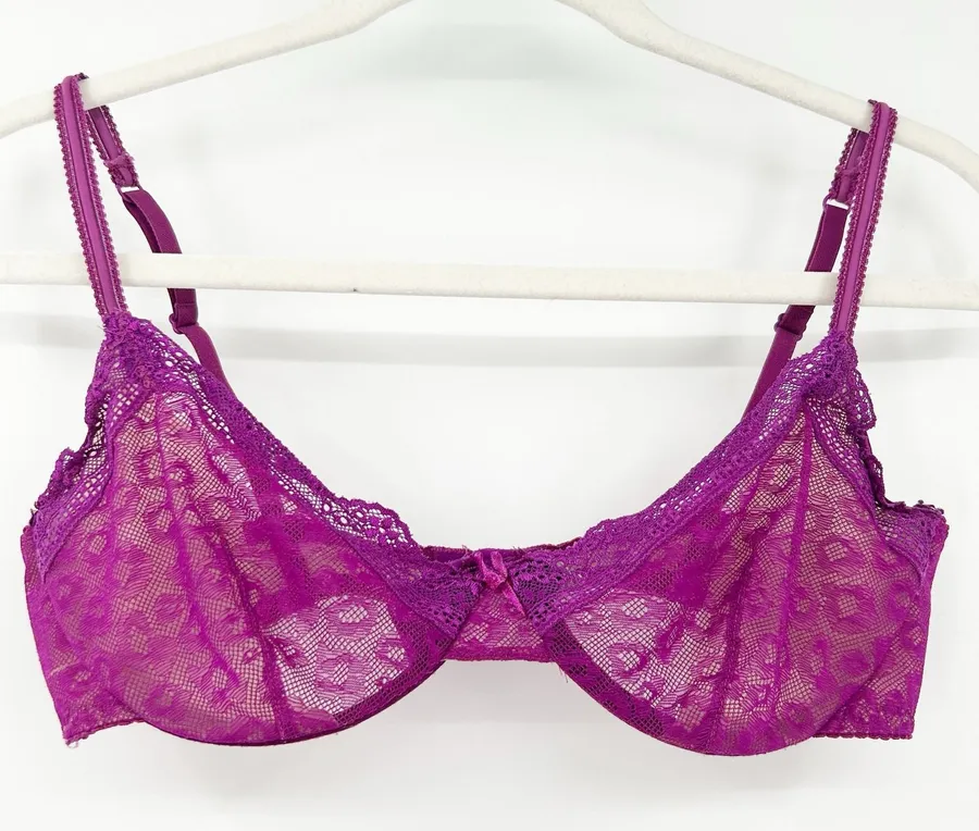 Cosabella Women Magenta Mesh Lace Underwire Romantic Chic Demi Bra Size 34C