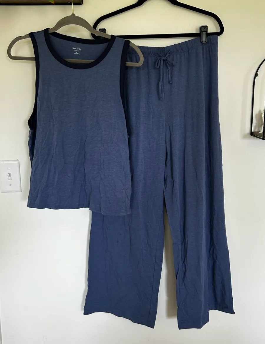 State of Day Intimates Blue Pajama Set Tank & Pants Size Large