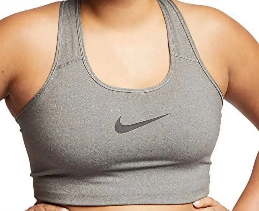 Nike Dri-Fit Racerback Sports Bra Heather Gray Classic Swoosh Size XL EUC
