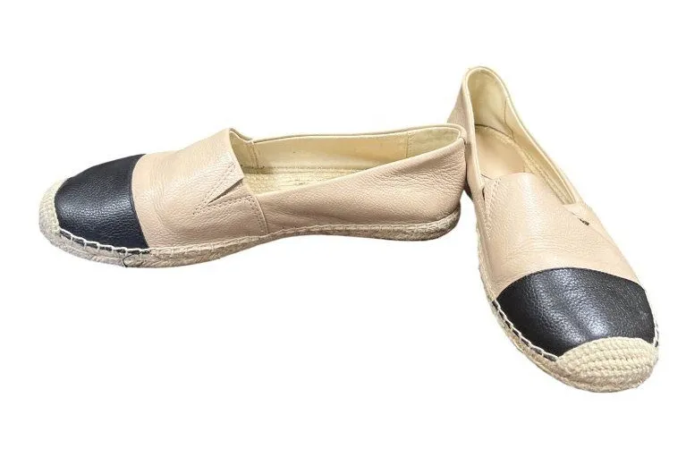 Michael Kors wms beige black leather flats espadrille shoes sz 7M SKU 10-587