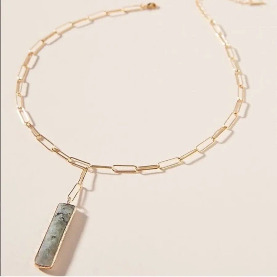 NWT Anthropologie Serefina Gold Paperclip Caroline Pendent Necklace 🌟