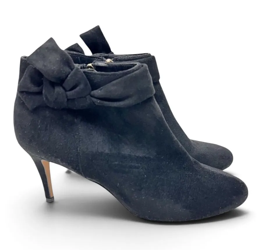 Nanette Lepore “Grace” Black Faux Suede Ankle Booties