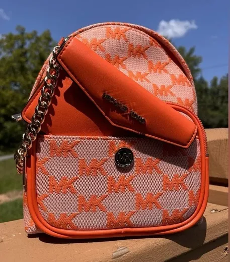 Michael Kors Maisie Small Logo Jacquard 2-in-1 Backpack with Cardholder Wallet N
