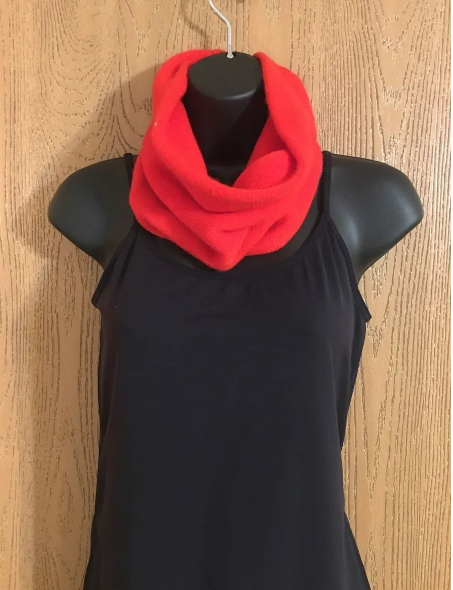 Red/Orange Fleece Infinity Scarf Loop Neck Warmer Winter Accessory Solid Red