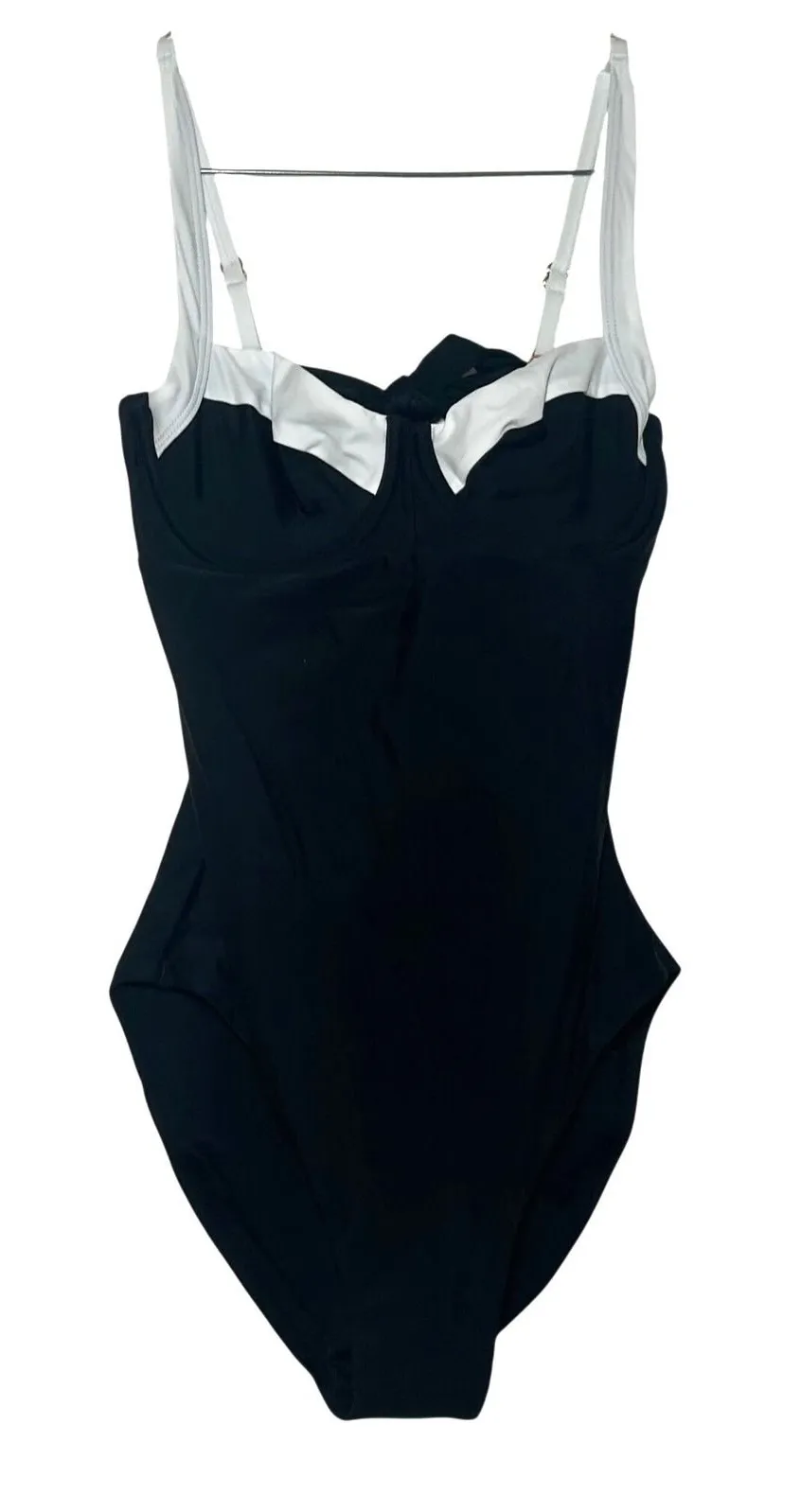 NWT Quince Italian Underwire One-Piece Swimsuit black white women's small basic