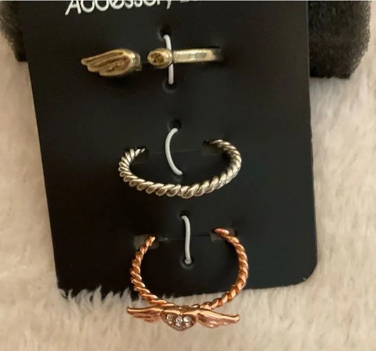 Accessory Label Mixed Metal Stackable Ring Set