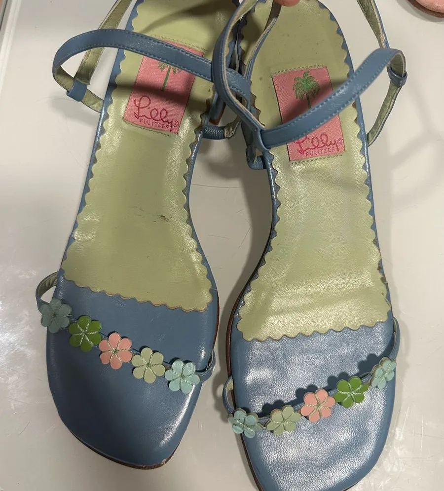 Lilly Pulitzer vintage Y2K Blue Floral Sandals