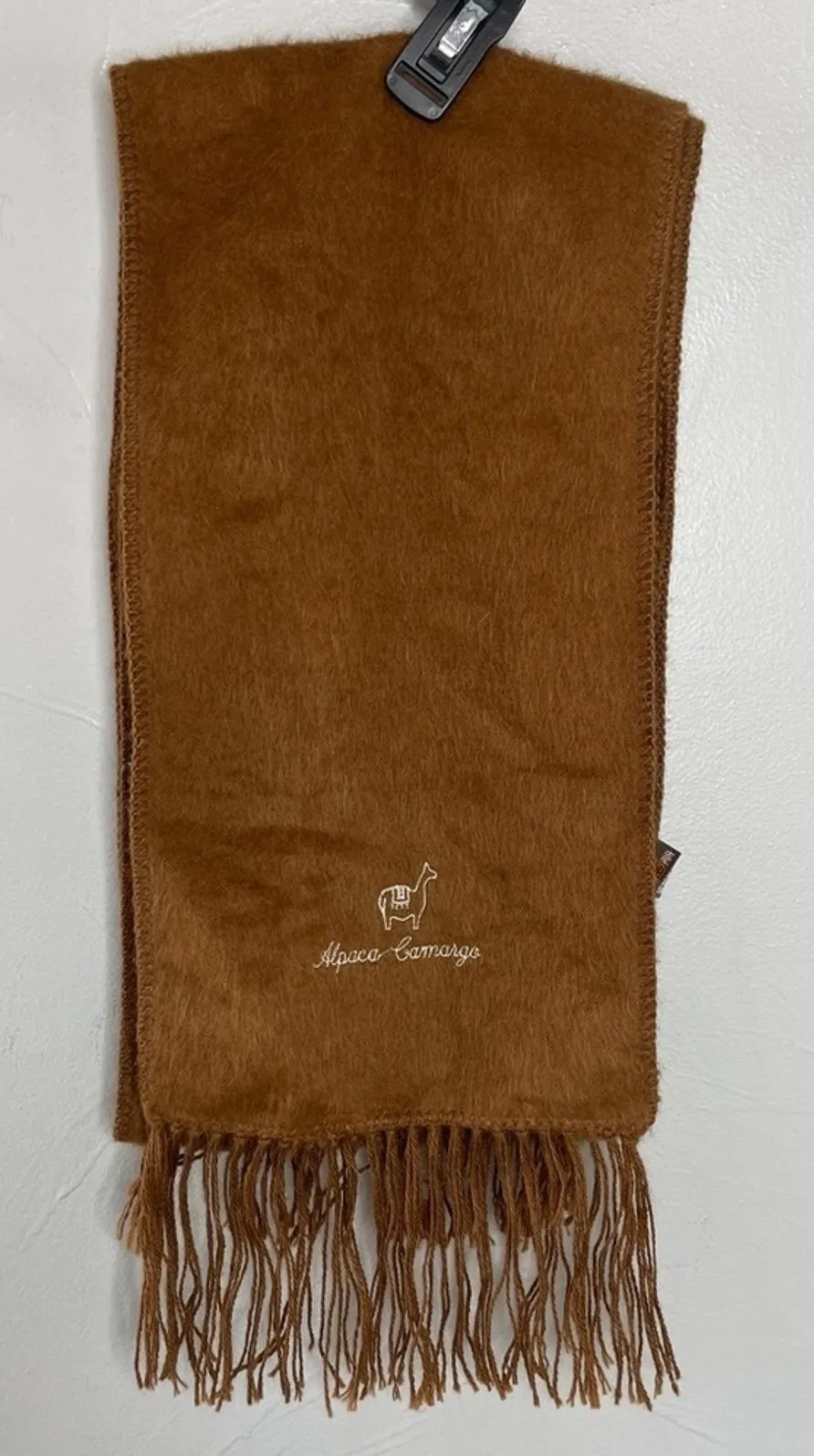 ALPACA CAMARGO Scarf Neutral Brown Fringe Warm Autumn Fall Winter Indie Lagom