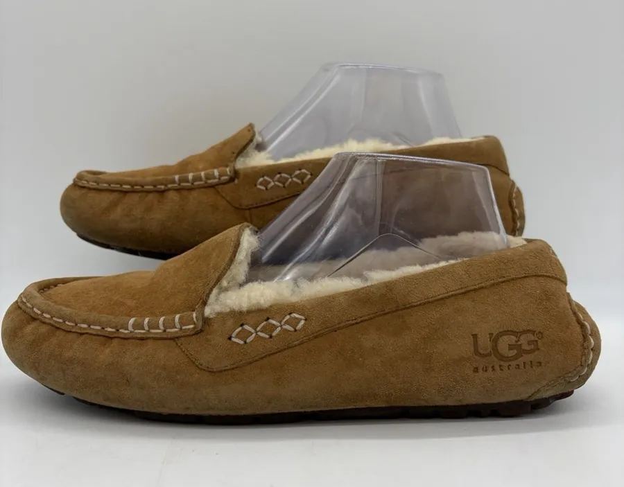 UGG Australia Womens 9 Slippers Ansley Moccasin 3312 Chestnuts Loafers Suede