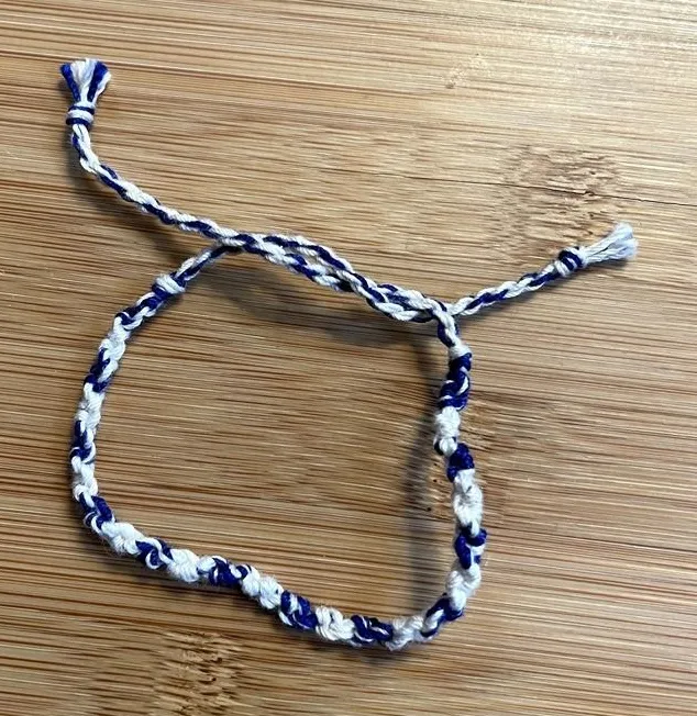 Handmade Emerson Woven Bracelet OS Blue White Women Cotton Thread Anklet