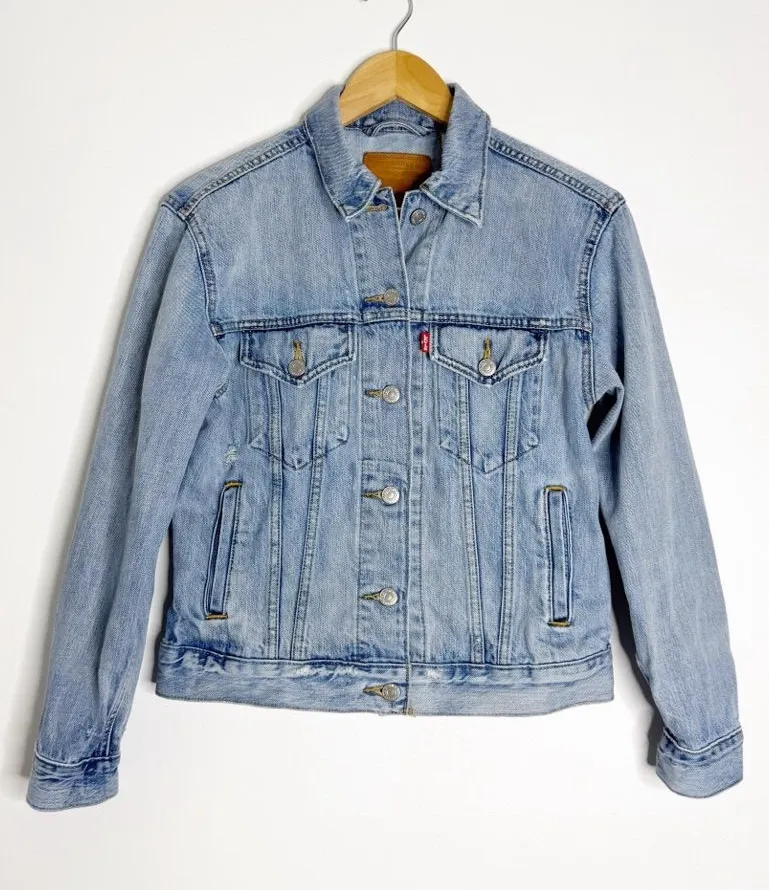 Levi’s Premium Light Wash Denim Trucker Jacket XS Cotton Women’s