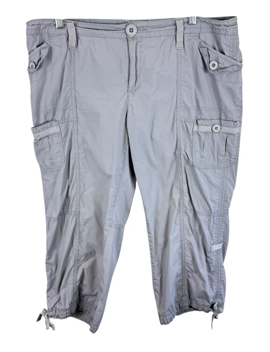 Natural Reflections 100% Cotton Tan Lightweight Capri Hiking Pants Size 14