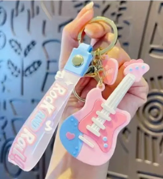 ✨ Pastel Rock & Roll Guitar Keychain ✨