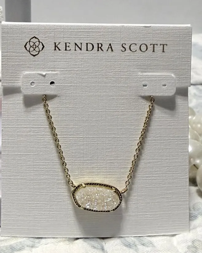 Elisa Gold Pendant Necklace in
Iridescent Drusy