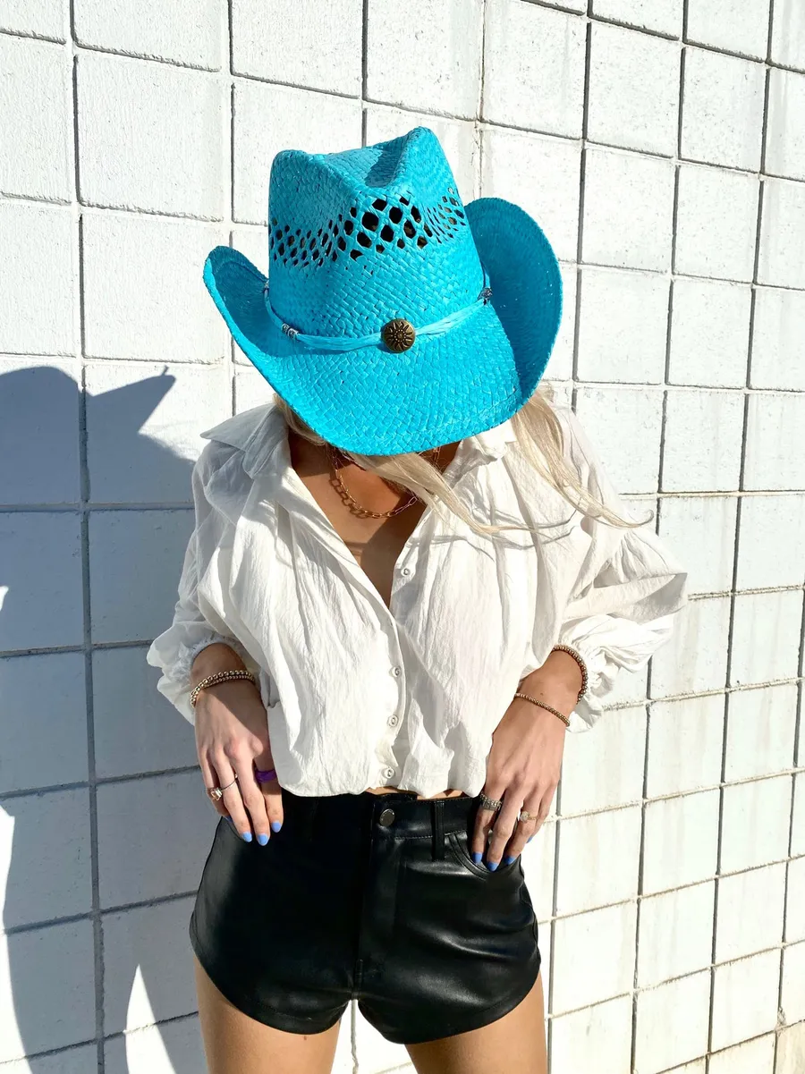 Turquoise Cowboy Hat Blue