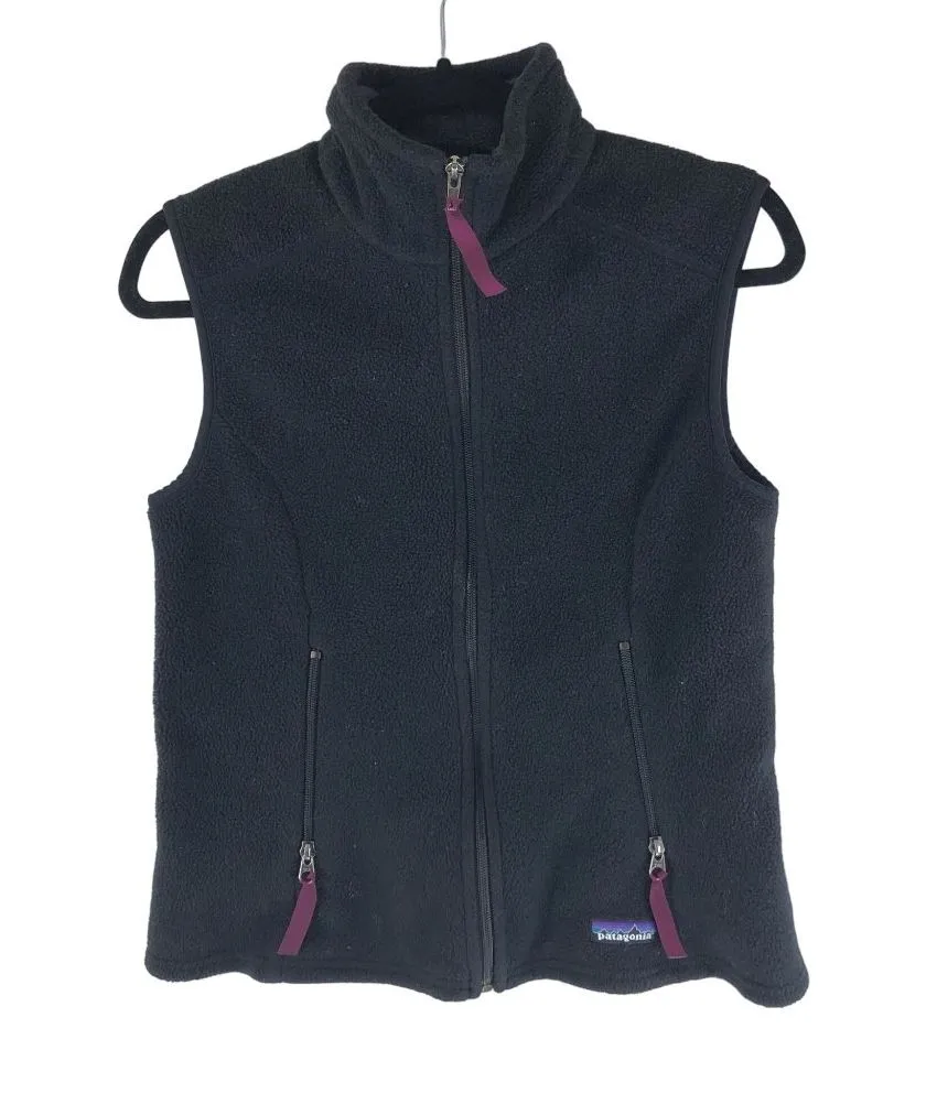 Patagonia Womens Synchilla Vest Fleece Full Zip Pockets Black S