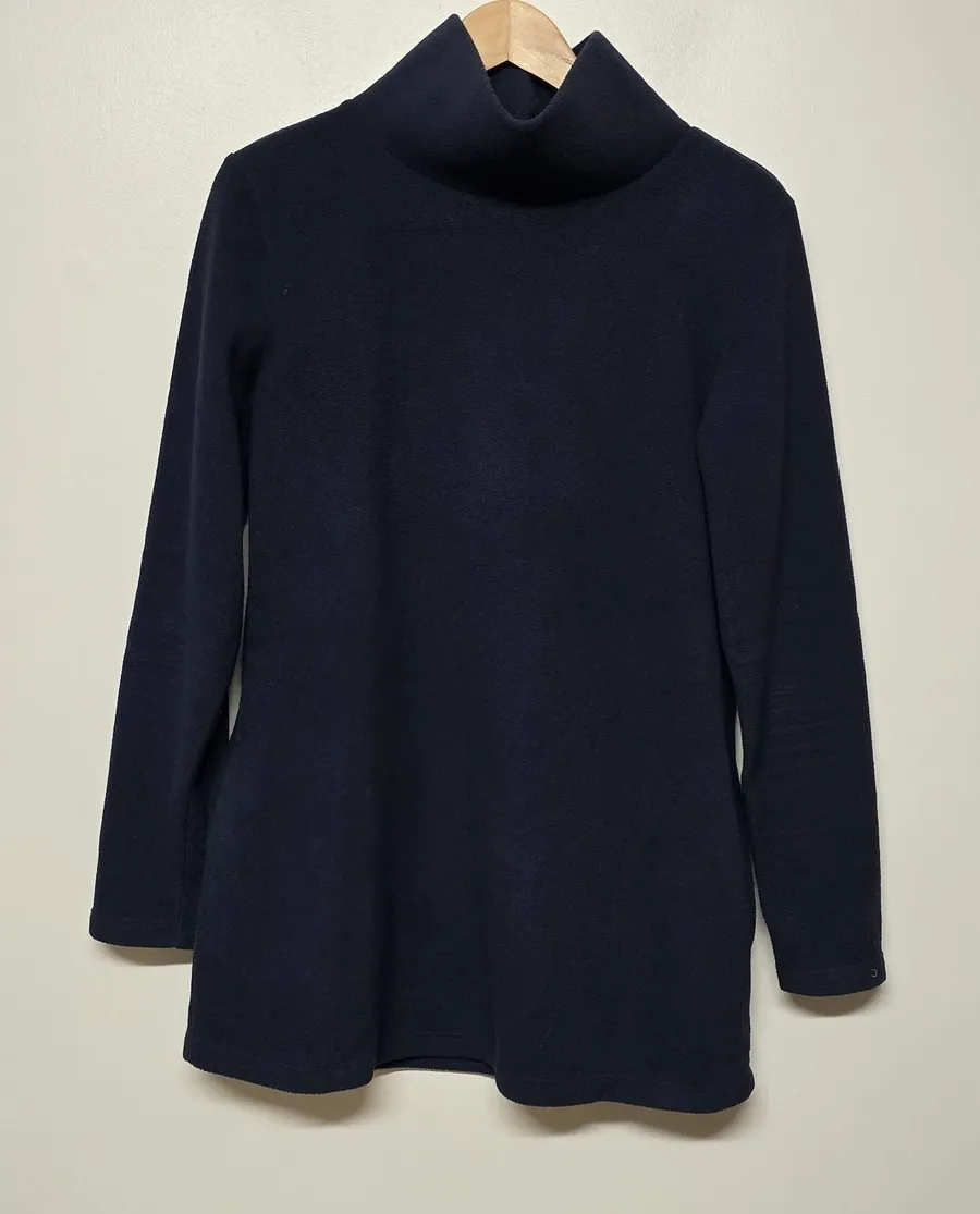 Dudley Stephens Cobble Hill Tunic Pockets Turtleneck Vello Size Medium Navy Blue