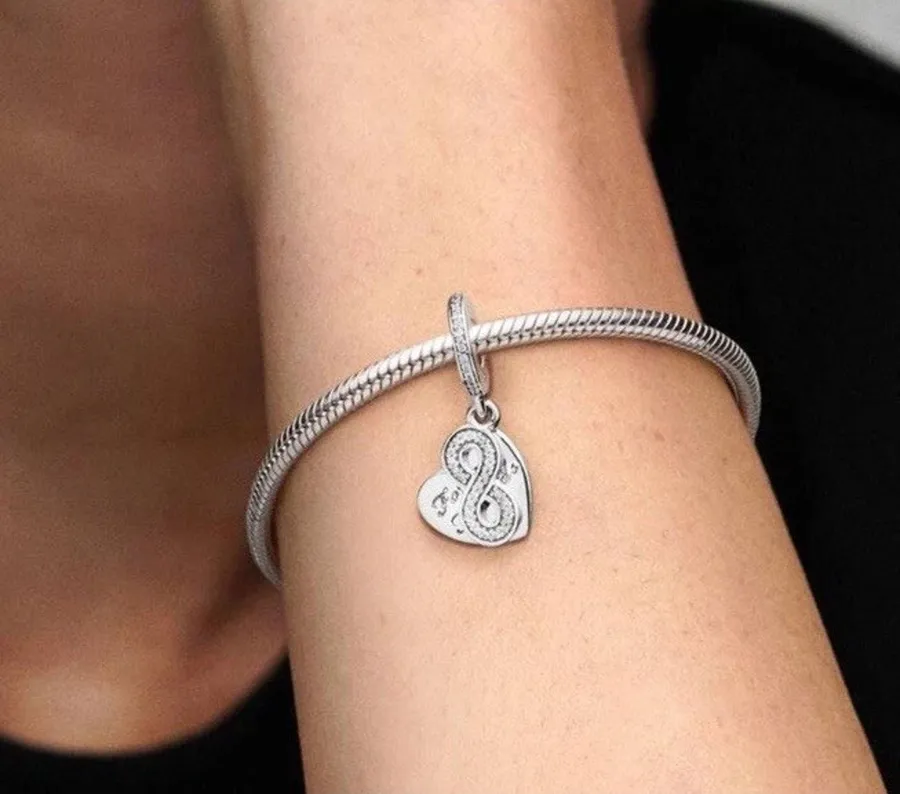 Authentic Pandora Charm, Forever Friends Dangle, #791948CZ, Silver, Clear CZ