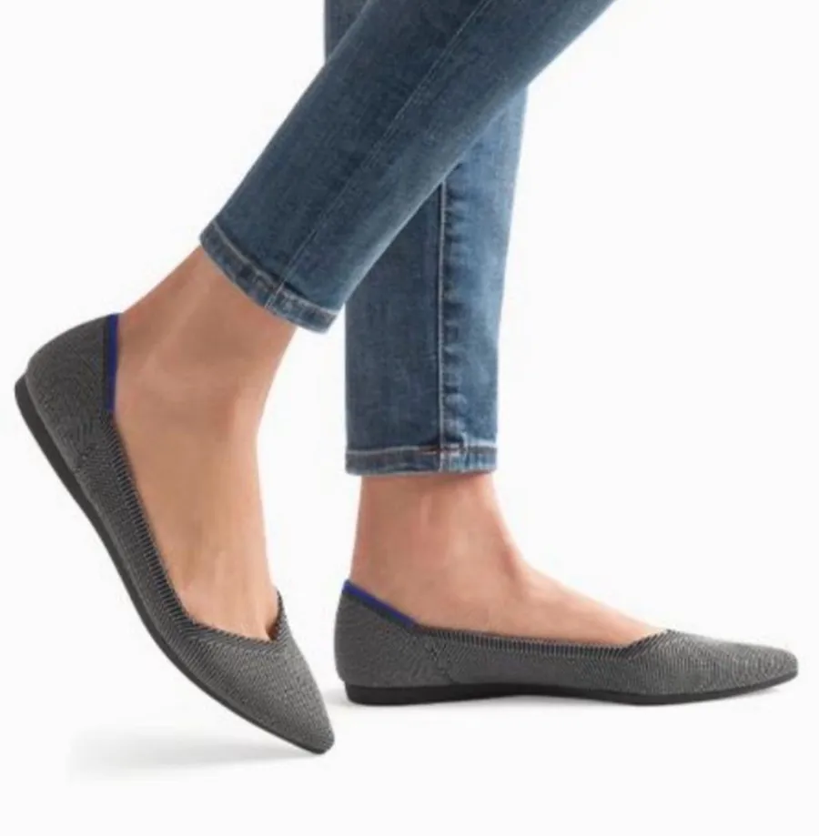 Rothy's The Point Flat Gray Knit Pointed Toe Flats Size 8.5