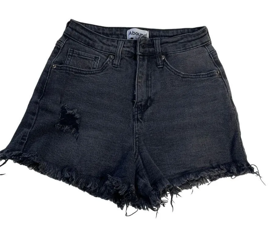 ABOUND Black Distressed Cutoff Jean Denim Shorts 25 High Waist Womens