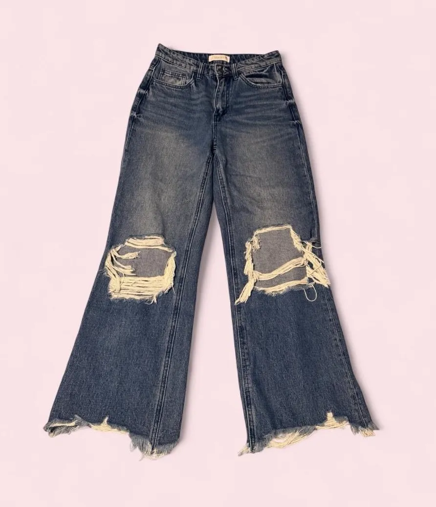 Vervet Dark Wash Distressed Wide-Leg Women's Jeans