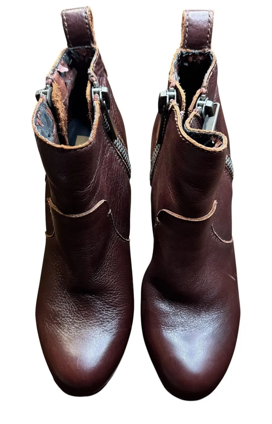 Dolce Vita Booties Womens Size 7.5 Brown Leather Ankle Zip High Heel Lined Boots